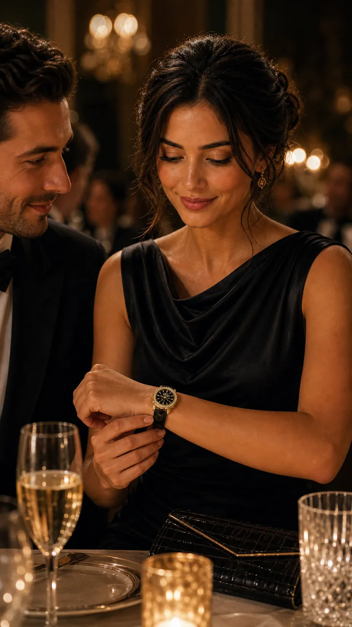 Woman checking the watch during the event