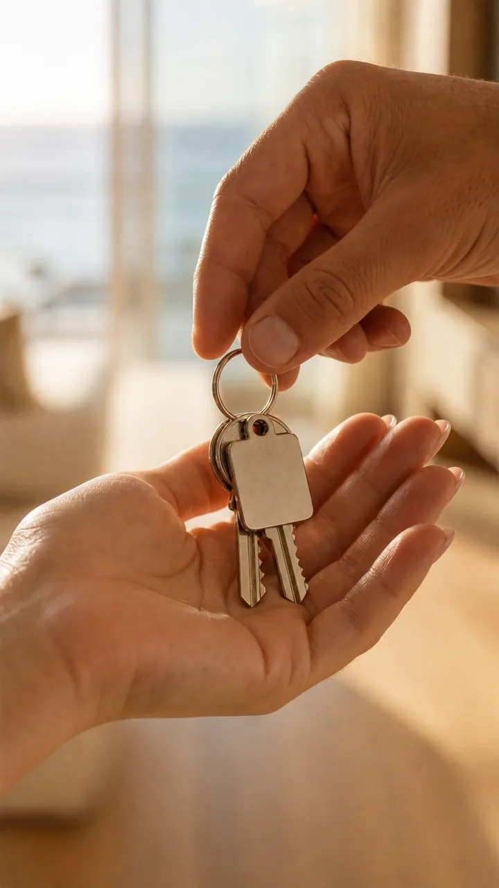 Keys handed over in close-up
